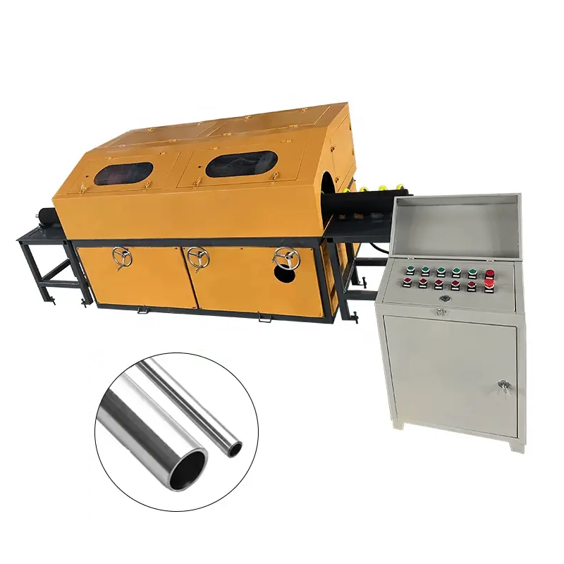 Metal pipe polishing machine with pipe stands